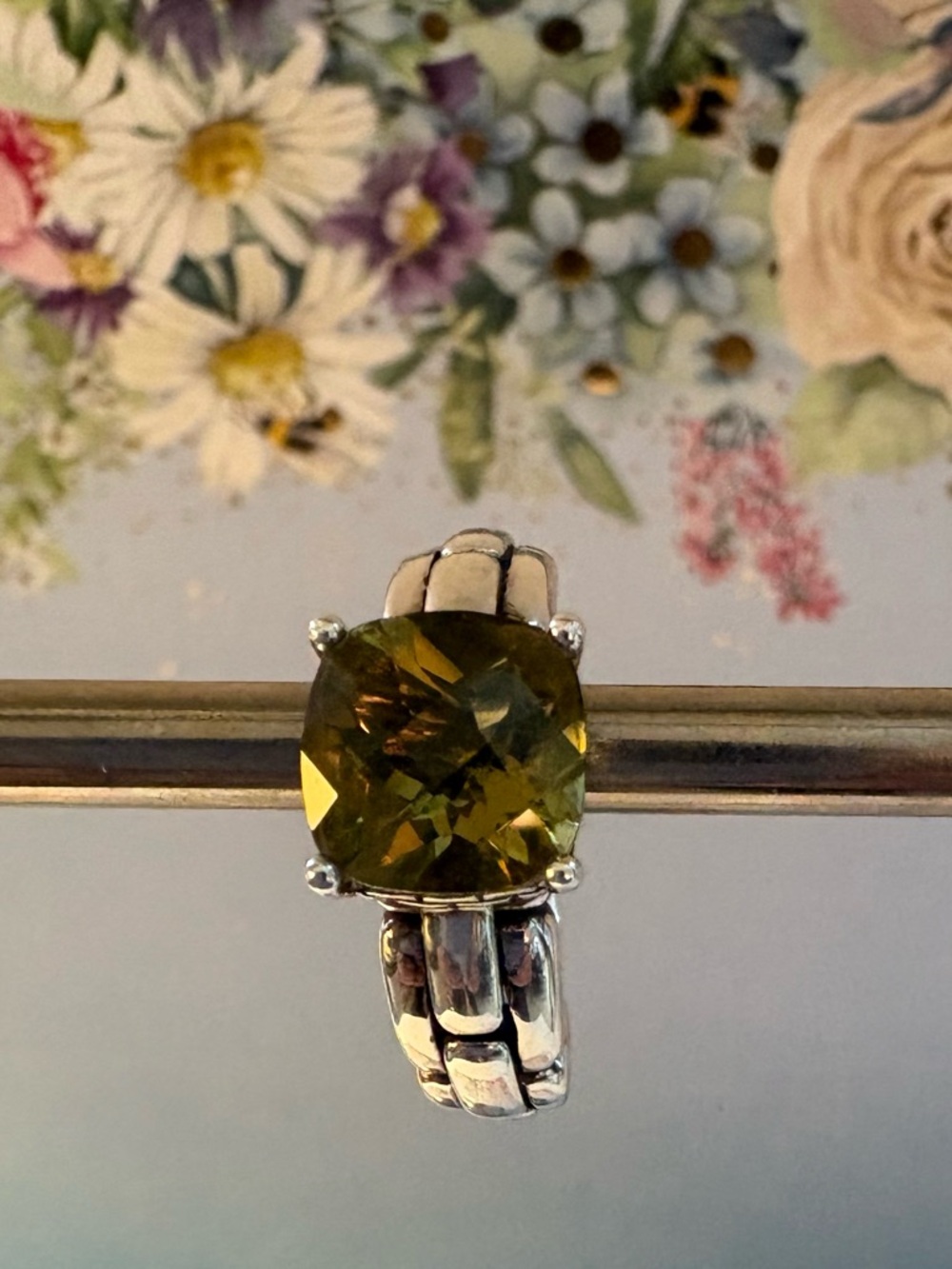 Jai by John Hardy Sterling Silver & Olive Quartz Ring ~ Size 10